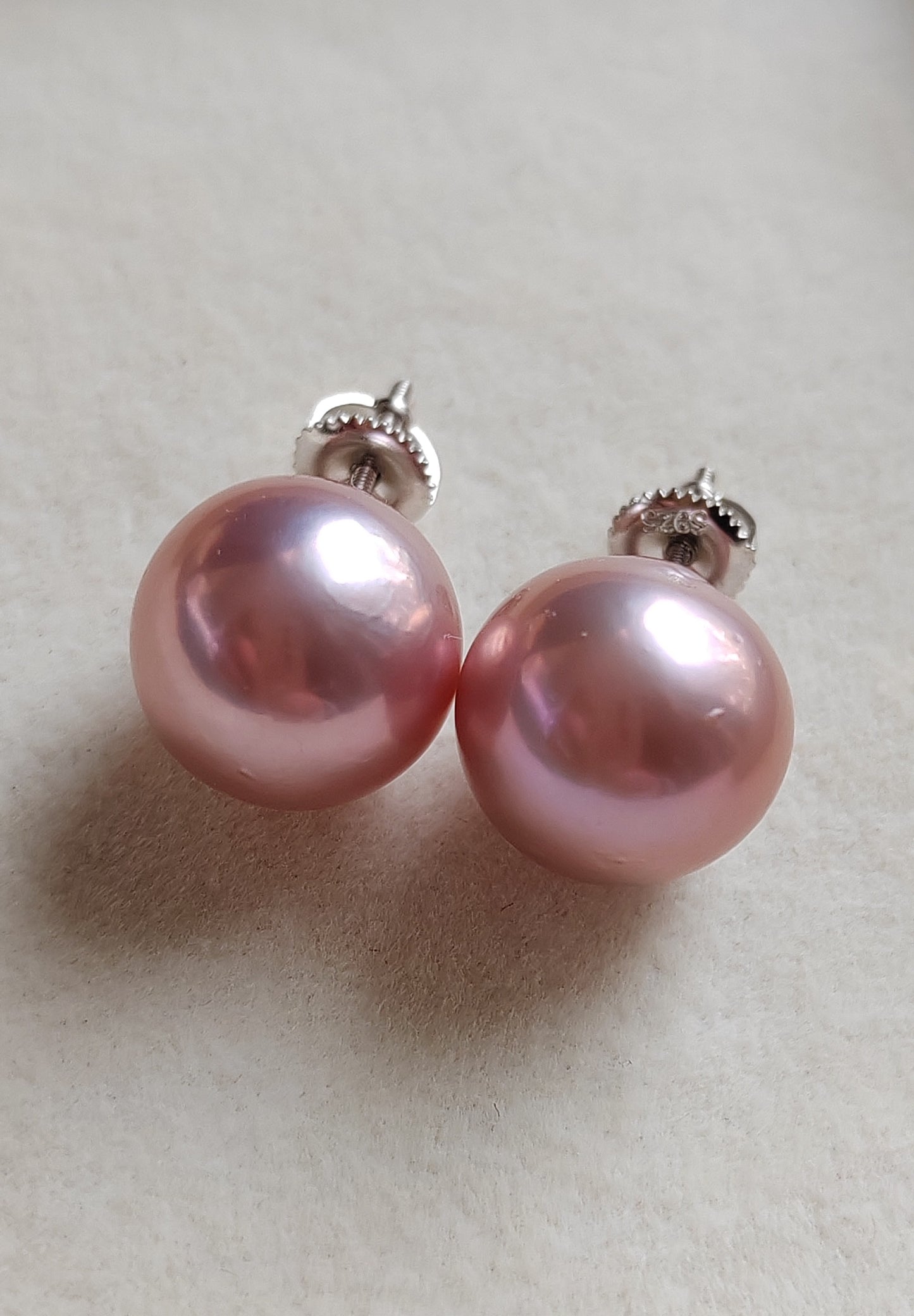 12.3mm Genuine freshwater pearls essential earrings studs silver