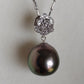 'White Camellia' 18k white gold pendant genuine Mangareva tahitian dea pearl 11.7x12.1mm