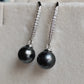 7.7mm Genuine tahitian south sea pearls Round classic dangling earrings