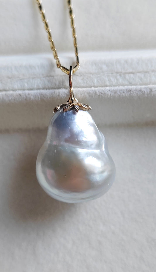 30.4ct Genuine Keshi south Sea pearl 14k gold pendant