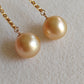 18k gold dangle earrings genuine golden south sea pearl 8.3mm