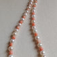 Genuine Japanese akoya pearls and coral necklace 3.3-7.7mm