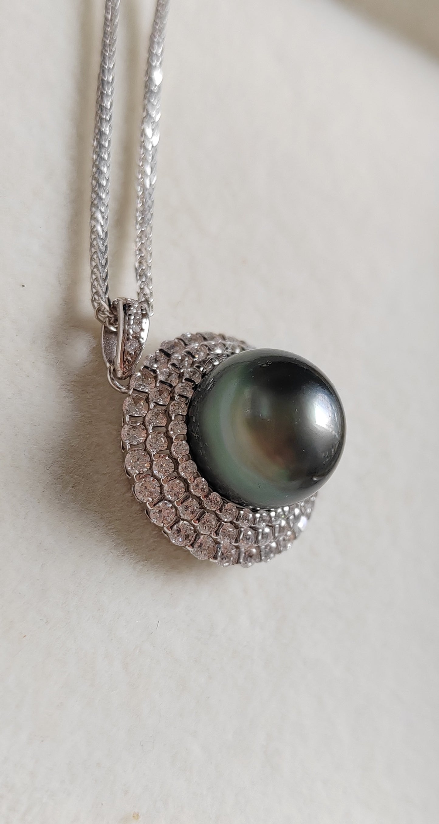 11.6mm Genuine tahitian south sea pearl luxury style necklace silver