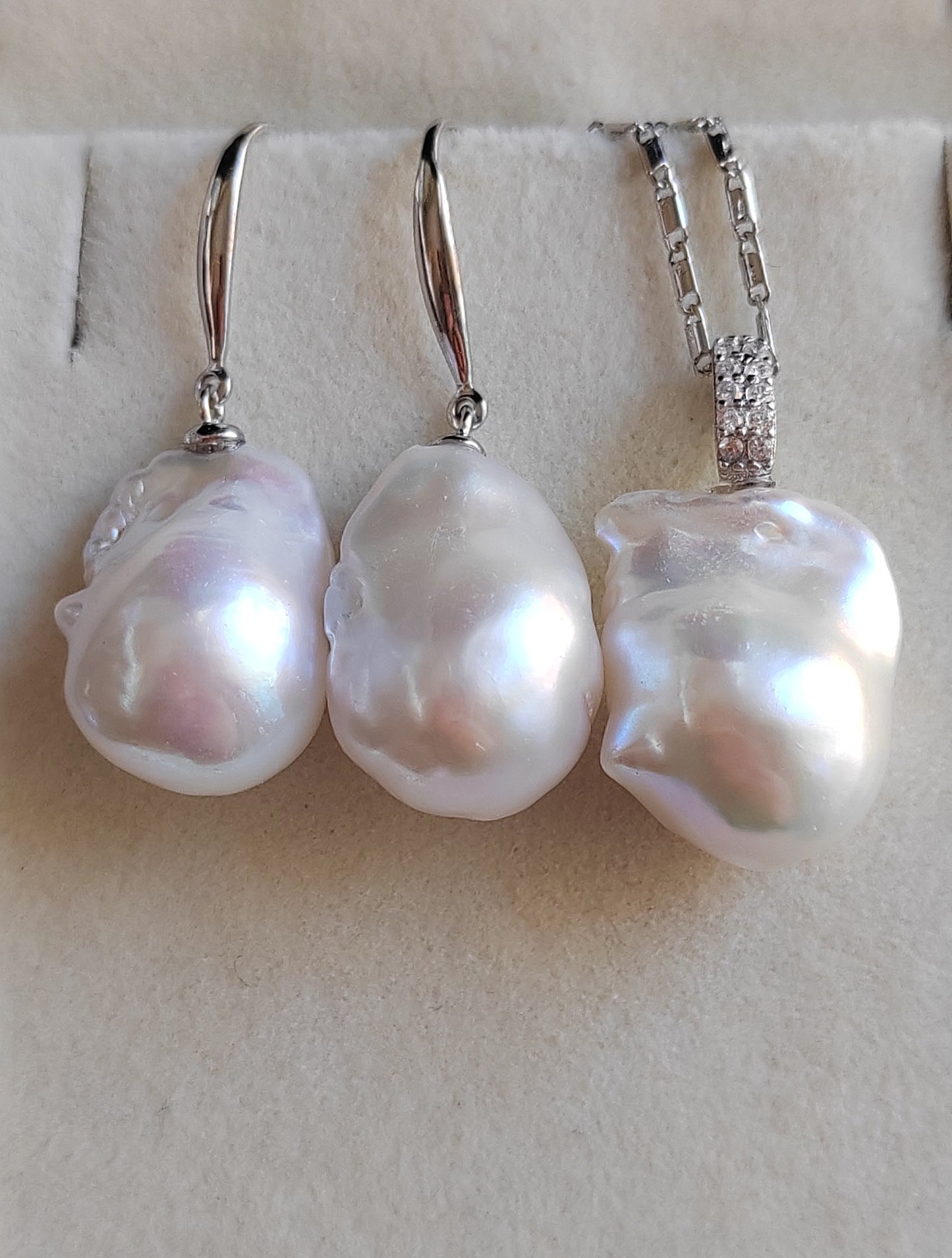 Classic baroque jewelry set Genuine freshwater pearls 13-14x18mm