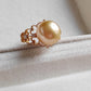 Golden lacy ring 18k gold genuine golden south sea round pearl 10.4mm AAA+ size L