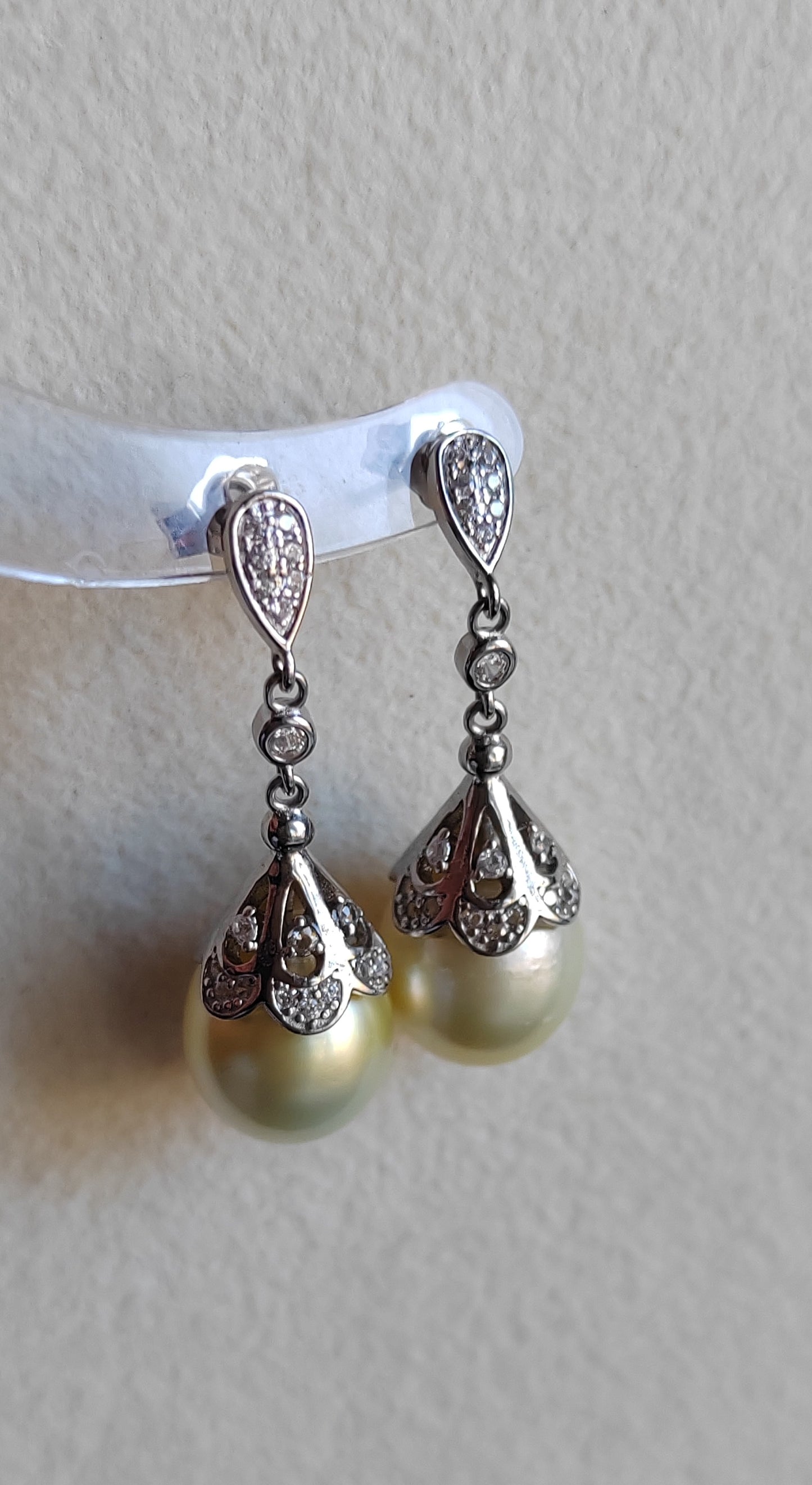 10.7mm Genuine south sea pearls elegant earrings silver