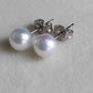 Silver earrings studs genuine freshwater pearls 6-6.5mm