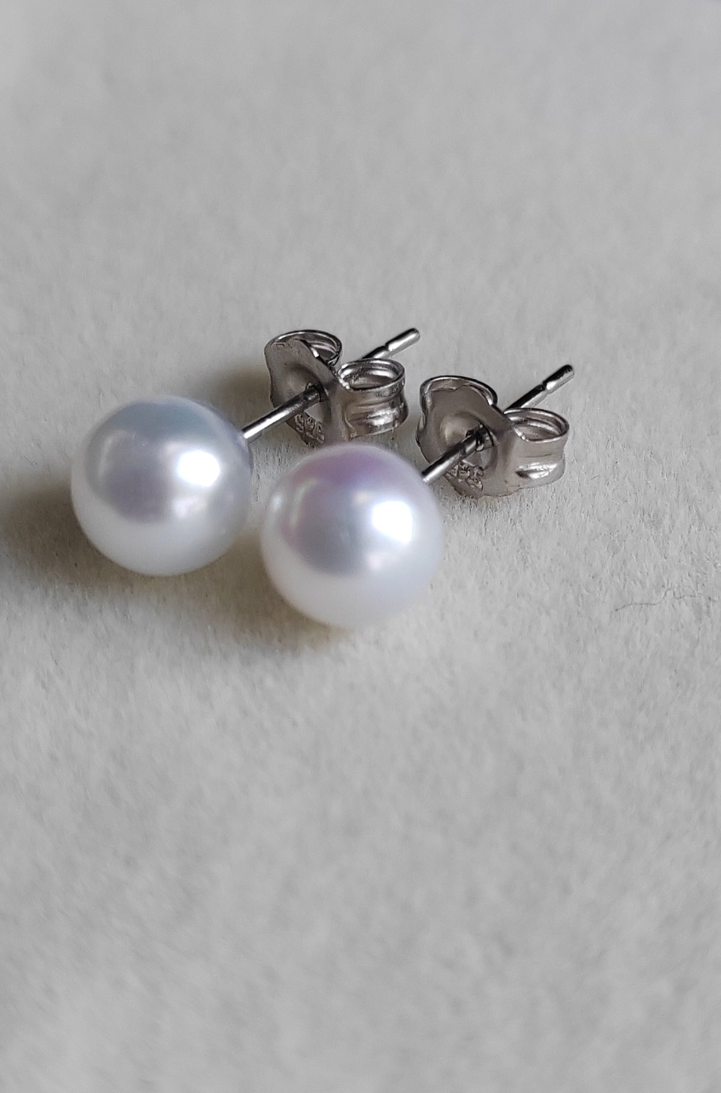 Silver earrings studs genuine freshwater pearls 6-6.5mm