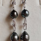 8.6-9.4mm Genuine tahitian south sea pearls double-beauty earrings silver