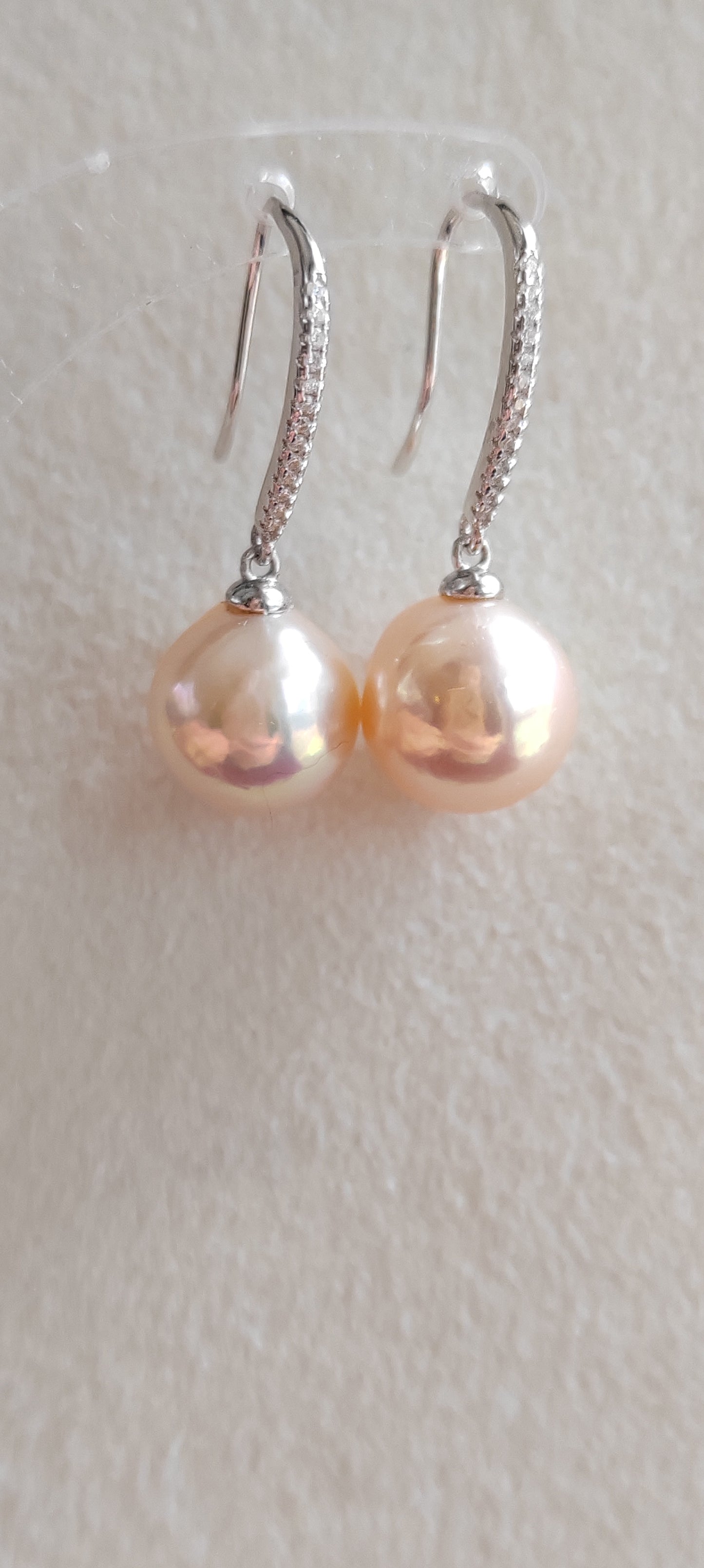'Fairy Peach' Jewellery set Genuine freshwater pearls 11.8-12.2mm