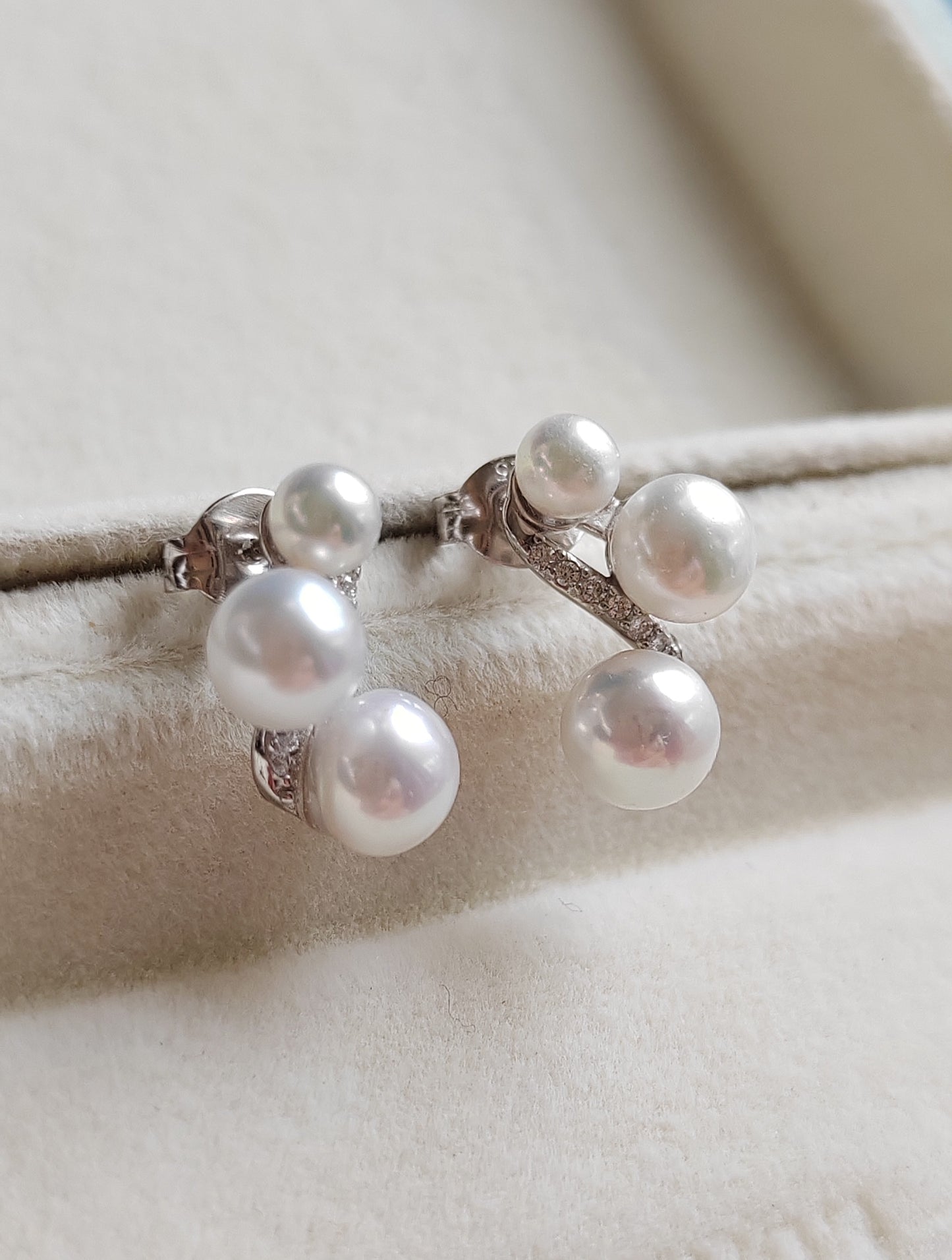 3.8-5.9mm Genuine freshwater pearls classic earrings sterling silver