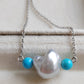 'Wild' Natural Turquoise genuine Australian south sea Keshi pearl necklace