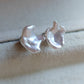 'Wild' earrings studs genuine white south sea Keshi pearls