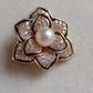'Little Camellia' Brooch genuine freshwater pearl 6.3mm round