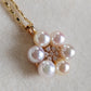 'Pleasure Blossom' 18k gold pendant genuine Japanese akoya pearls