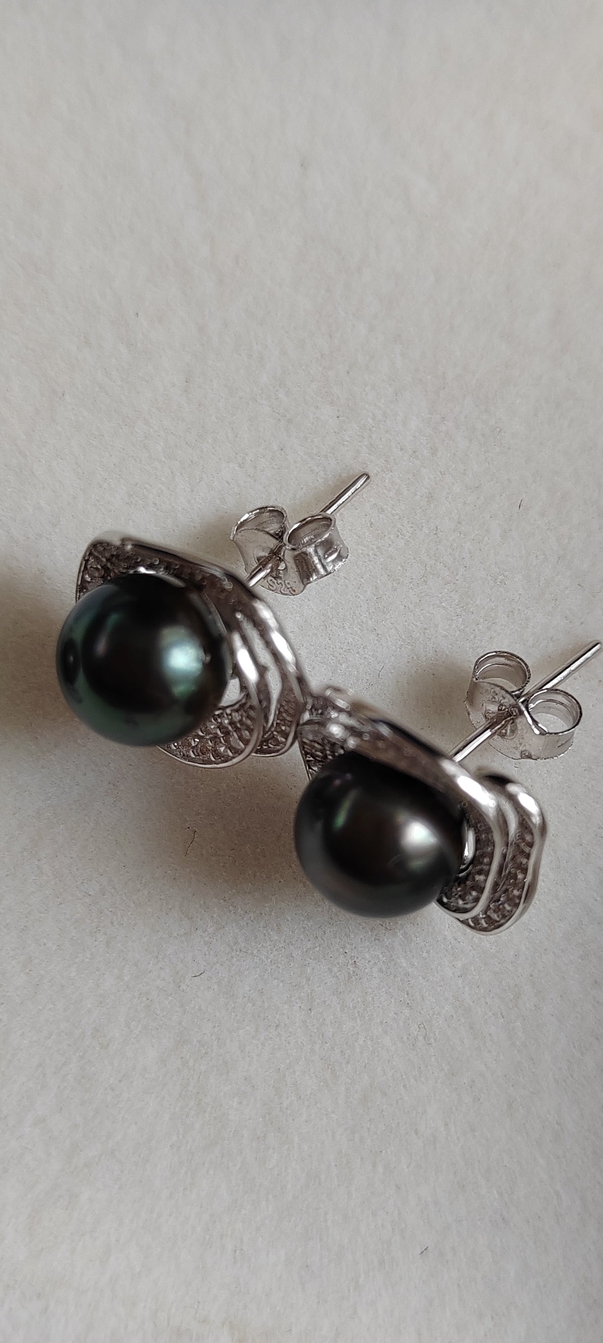 'Black Rose' jewelry set Genuine tahitian sea pearls 7.8-8.9mm