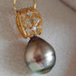 11.2x13.6mm Genuine Mangareva Tahitian sea pearl 'Light Neon' pendant
