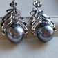 'Blue bird' earrings genuine tahitian south sea pearls 9.7mm