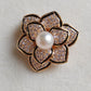 'Little Camellia' Brooch genuine freshwater pearl 6.3mm round