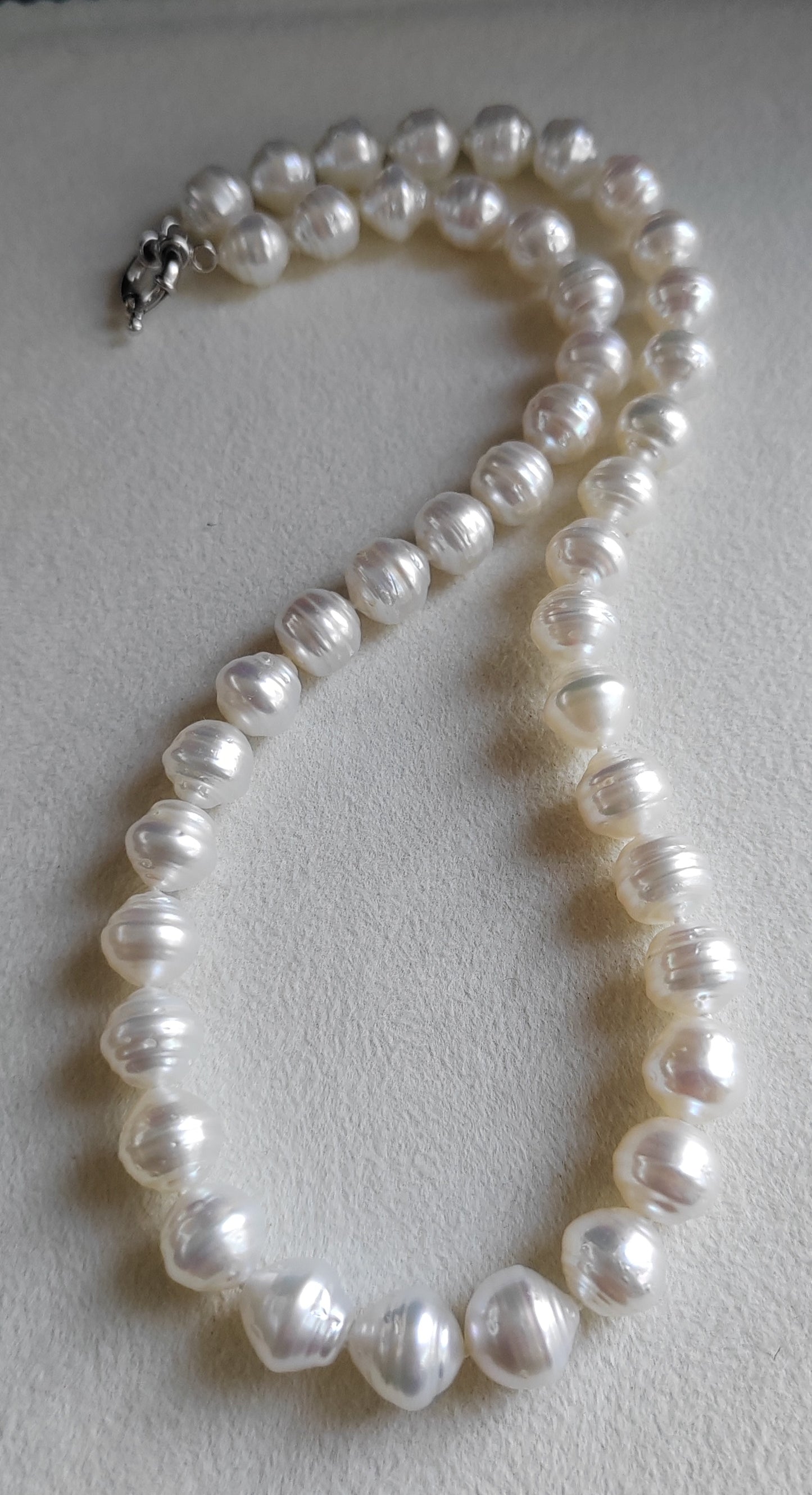 9-10.5mm Genuine Australian south sea white pearls baroque strand necklace