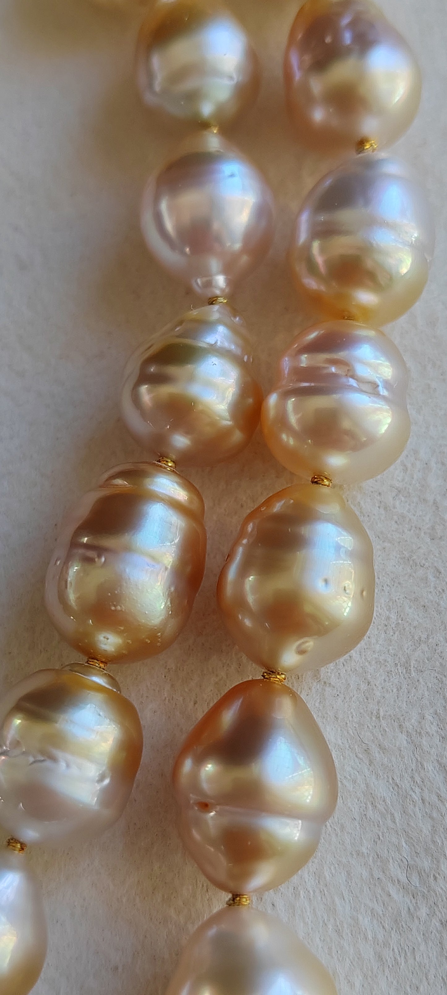 8.2-11.7mm Genuine golden south sea pearls classic baroque necklace