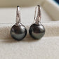 10.4mm Genuine tahitian south sea pearls round classic earrings sterling silver