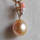 'Sunset' 18k gold diamond pendant genuine golden south sea pearl and Coral