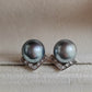 10.3mm Genuine tahitian sea pearls silver earrings