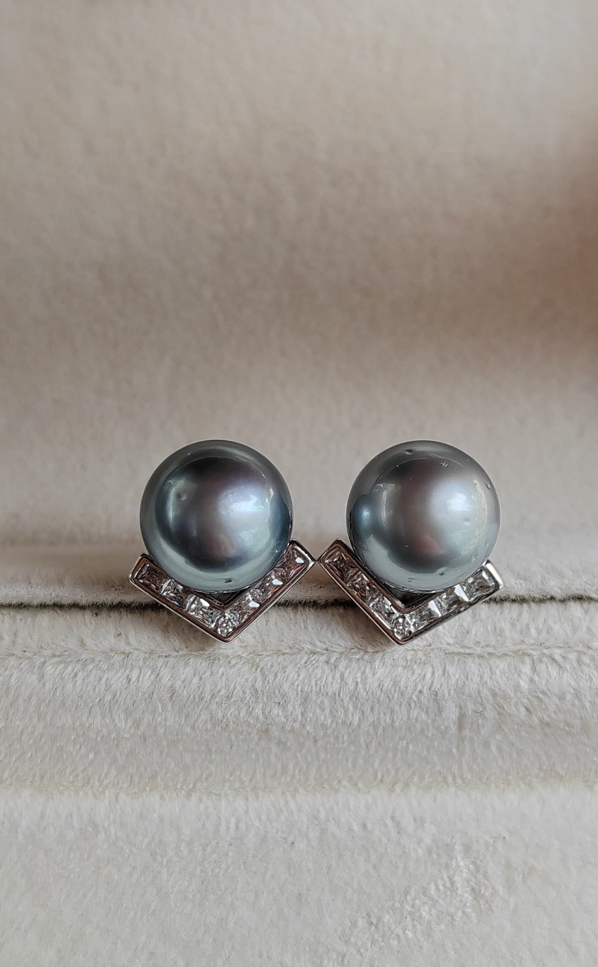 10.3mm Genuine tahitian sea pearls silver earrings
