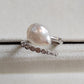'Wild Lily' Silver ring genuine Keshi south sea white pearl 6ct