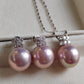 'Silver Clovers' jewelry set Genuine freshwater pearls 13-13.4mm