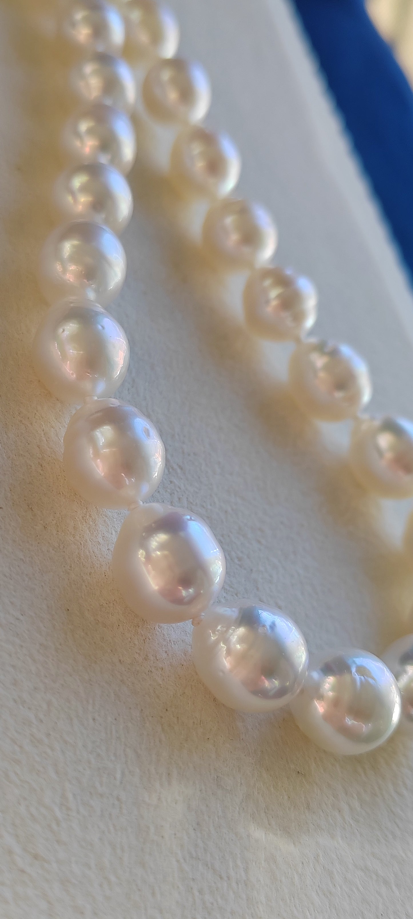 9-10.8mm Genuine Australian south sea white pearls 14k gold necklace