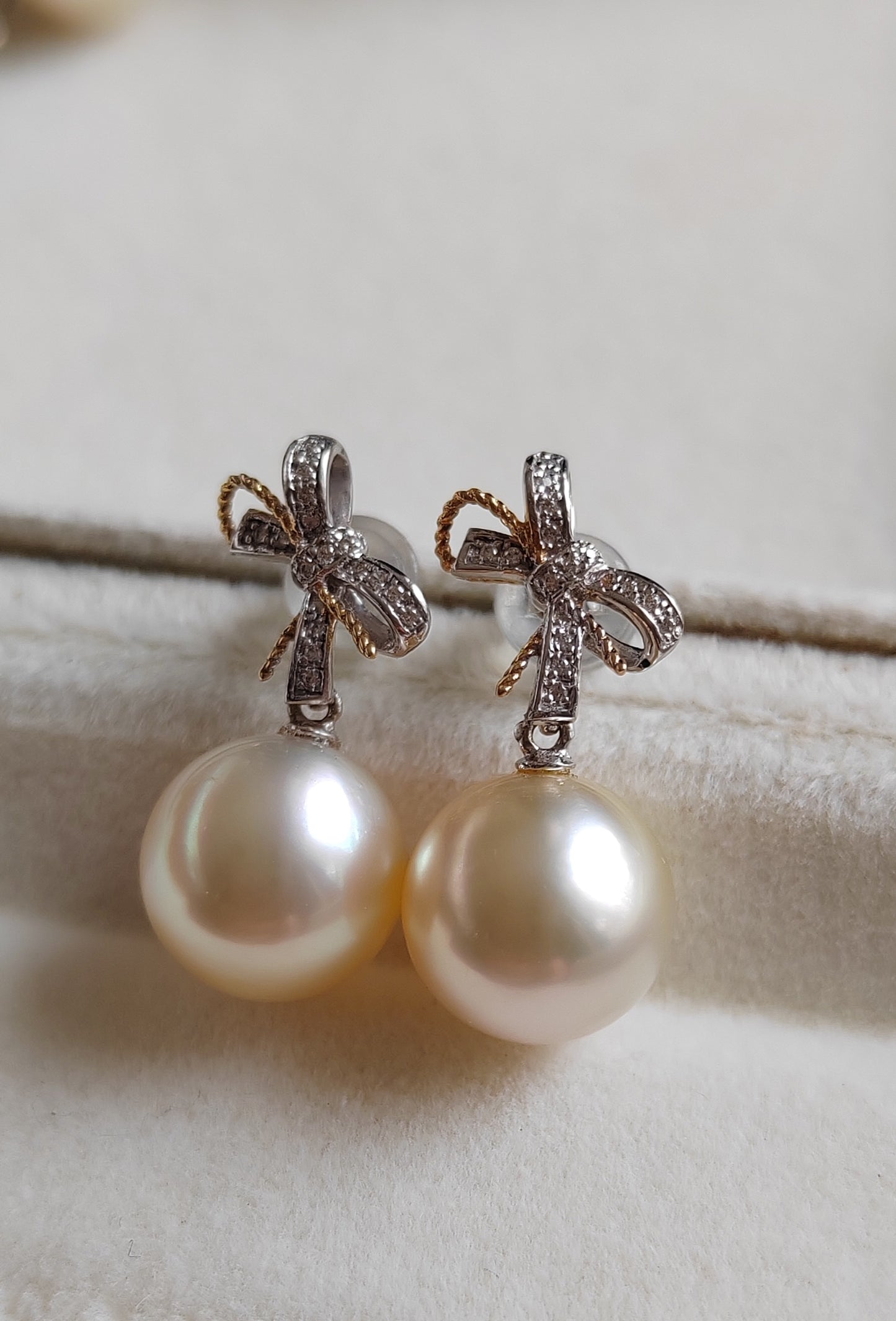 18k gold earrings genuine golden south sea pearls 10mm round