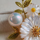 'Lily' brooch genuine freshwater pearl 10.1mm with mother of pearl