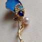 'Lily of the Valley' brooch genuine south sea white pearl 8.9mm