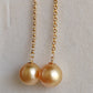 18k gold dangle earrings genuine golden south sea pearl 8.3mm