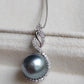 'Silver bird' necklace genuine tahitian south sea pearl 10mm