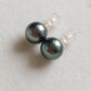 8mm Genuine tahitian south sea pearls 14k gold earrings studs