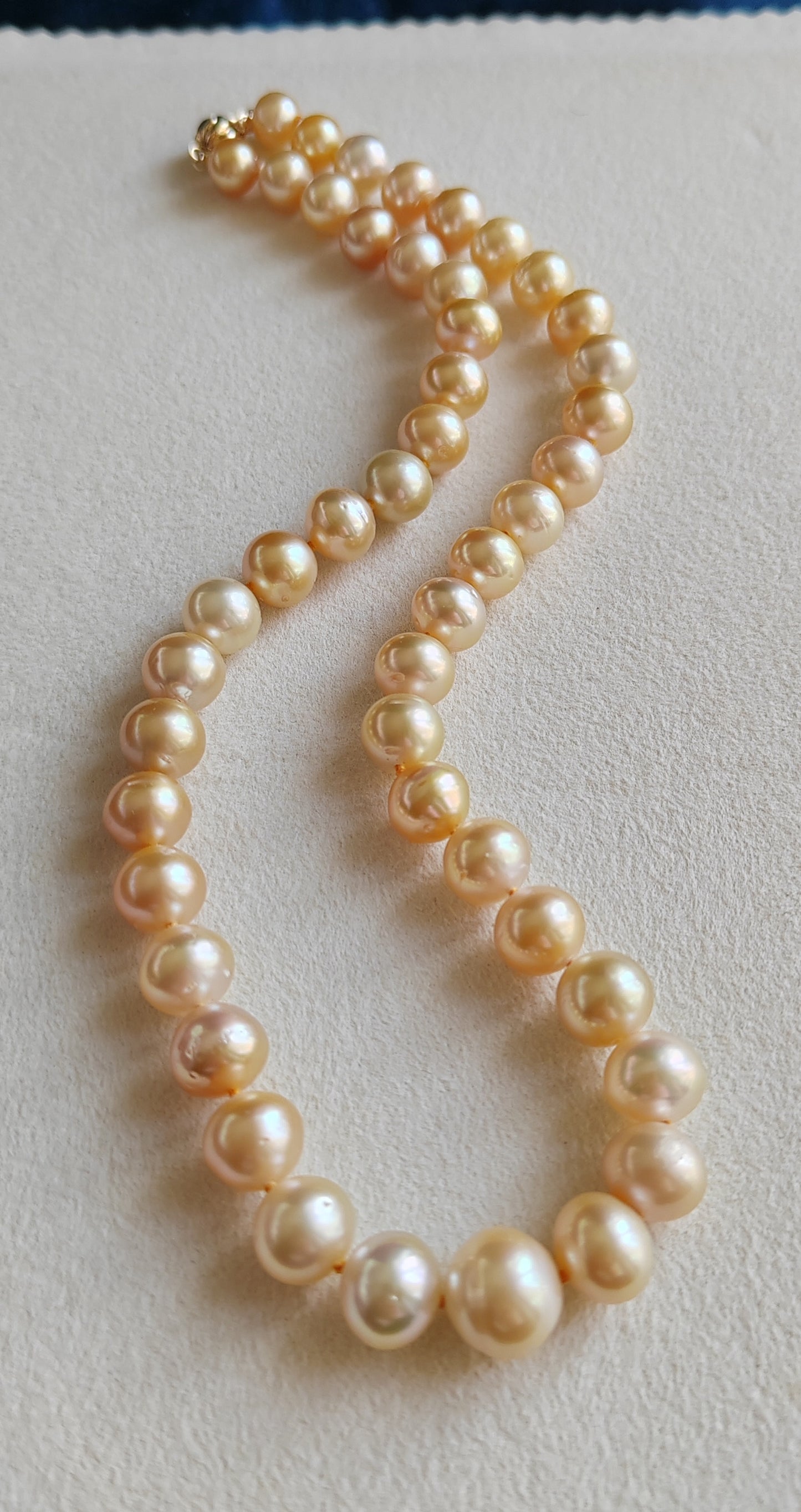 8-11.1mm Genuine golden south sea pearl necklace strand