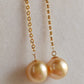 18k gold dangle earrings genuine golden south sea pearl 8.3mm