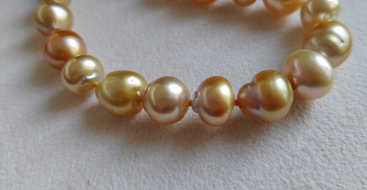 9-12.6mm Genuine golden south sea pearls designer necklace