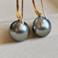 10mm Genuine Tahitian Mangareva pearl AAA 18ct gold French hook earrings