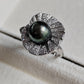 'Green lotus' adjustable ring genuine tahitian south sea pearl 9.3mm