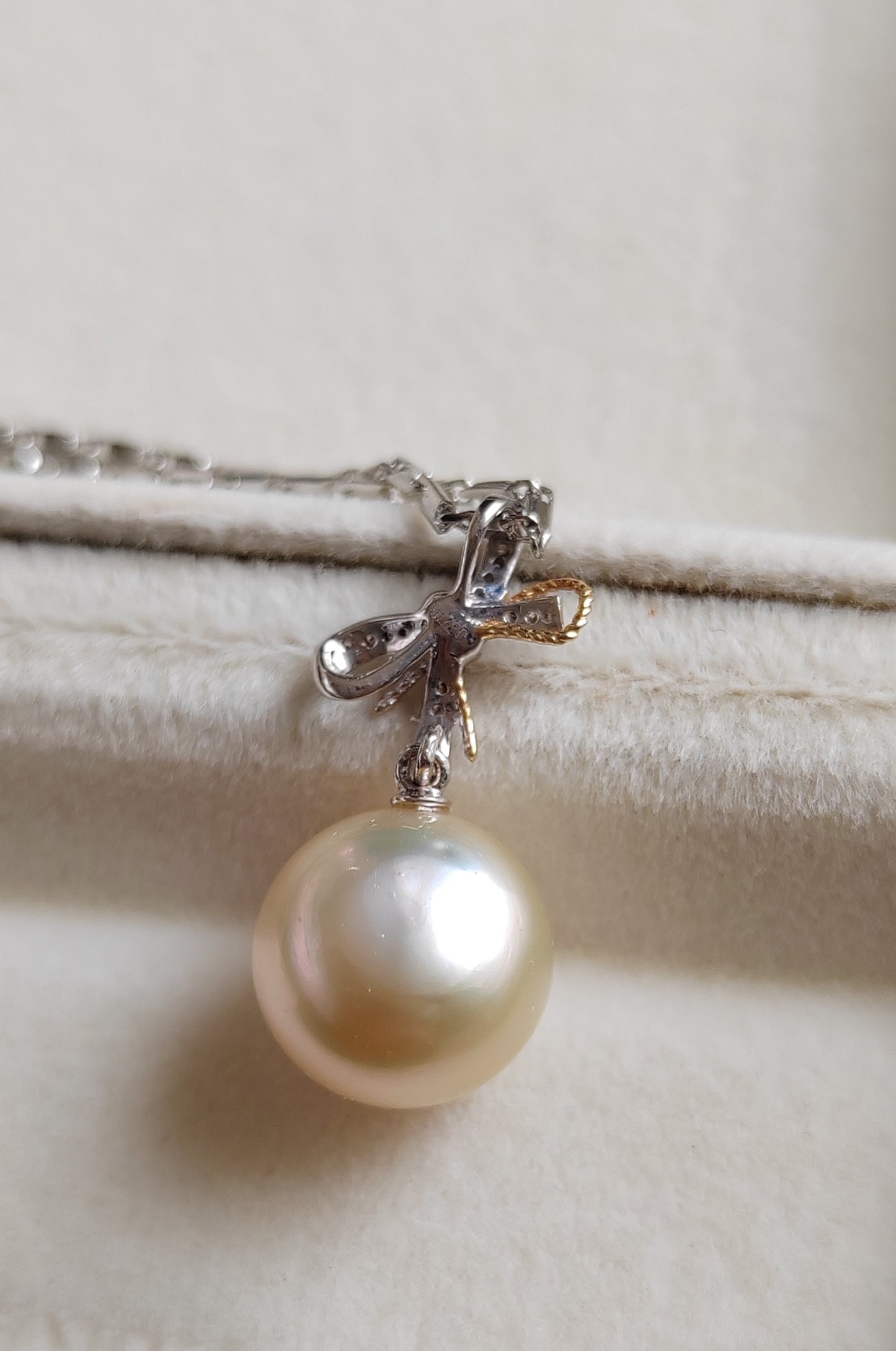 18k gold pendant genuine golden south sea pearl 10.8mm