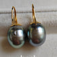 11.1mm Genuine tahitian south sea pearls classic 9ct gold earrings