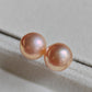 10.2mm Genuine freshwater pearls essential earrings studs Peach