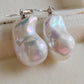 Classic baroque earring genuine freshwater pearl 13x22mm