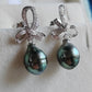 9.3mm Genuine tahitian south sea pearl Lace earrings silver
