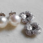 'Little Camellia' two-way earrings genuine south sea white pearls 8.6mm Round
