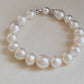 9.4-12.1mm Genuine south sea white pearls classic baroque bracelet